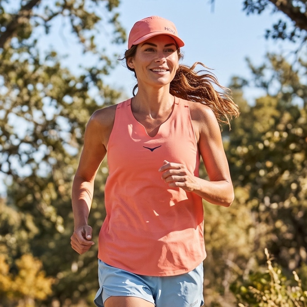 Hoka One One Womens Performance Running Tank Top Coral Orange Racerback Small